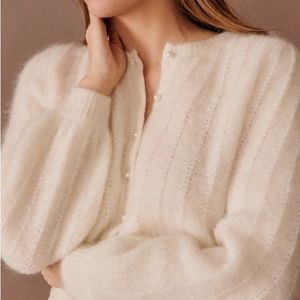 Sezane Amance Cardigan XS in Ecru